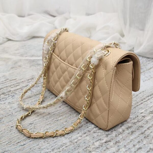 CHANEL CLASSIC GRAIN GOLD HARDWARE HANDBAG BEIGE 25CM A01112 - Image 4