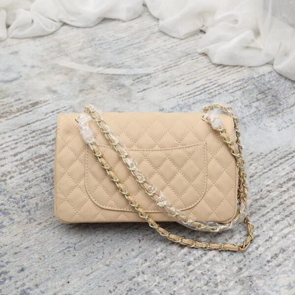 CHANEL CLASSIC GRAIN GOLD HARDWARE HANDBAG BEIGE 25CM A01112 - Image 3