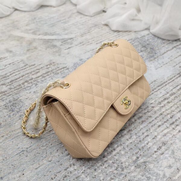 CHANEL CLASSIC GRAIN GOLD HARDWARE HANDBAG BEIGE 25CM A01112 - Image 2