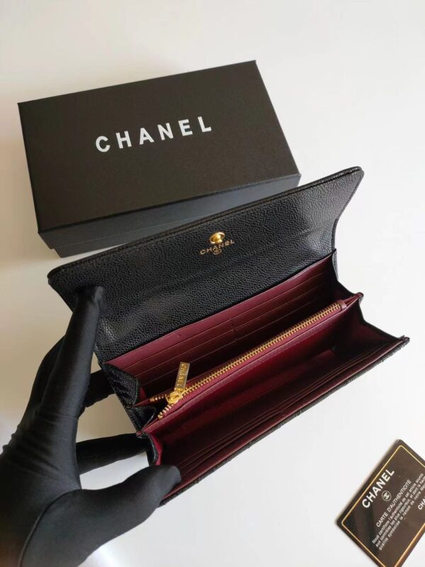 CHANEL BOY LONG FLAP BLACK GOLD WALLET A80286 Y07659 94305 - Image 7