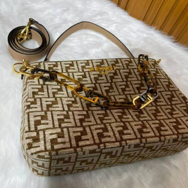 FENDI OLOCK ZIP DOVE BROWNTAPESTRY FABRIC BAG 8BR805ALFVF1IQU - Image 7