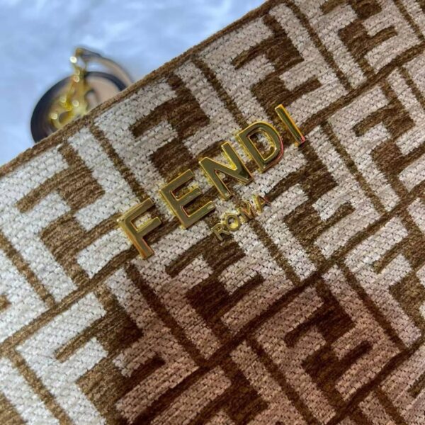 FENDI OLOCK ZIP DOVE BROWNTAPESTRY FABRIC BAG 8BR805ALFVF1IQU - Image 8