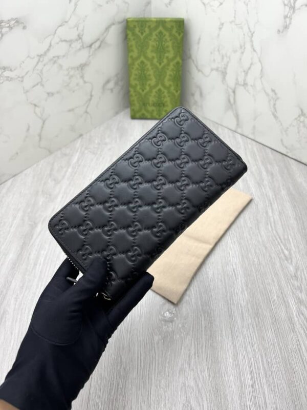 GUCCI GG SIGNATURE ZIP WALLET BLACK 19CM 625558 1W3AN 1000 - Image 4