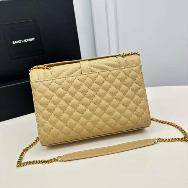 SAINT LAURENT ENVELOPE MEDIUM CHAIN BAG IN MIX MATELASSÉ GRAIN DE POUDRE EMBOSSED BEIGE 24CM 600185BOW912721 - Image 4