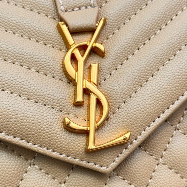 SAINT LAURENT ENVELOPE MEDIUM CHAIN BAG IN MIX MATELASSÉ GRAIN DE POUDRE EMBOSSED BEIGE 24CM 600185BOW912721 - Image 6