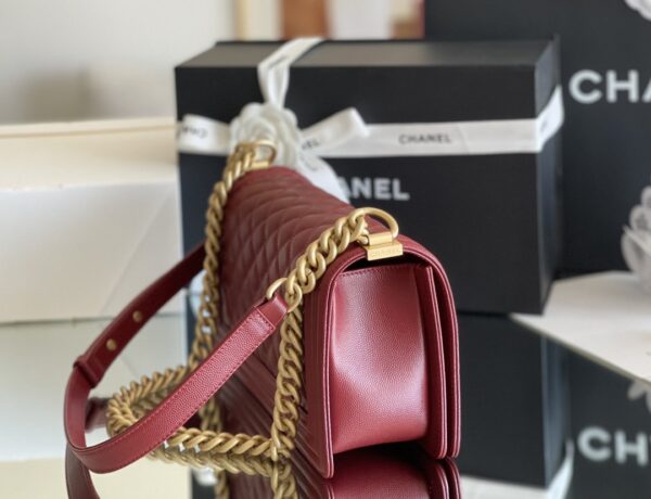 CHANEL MEDIUM BOY CAVIAR HANDBAGS RED 25CM - Image 6