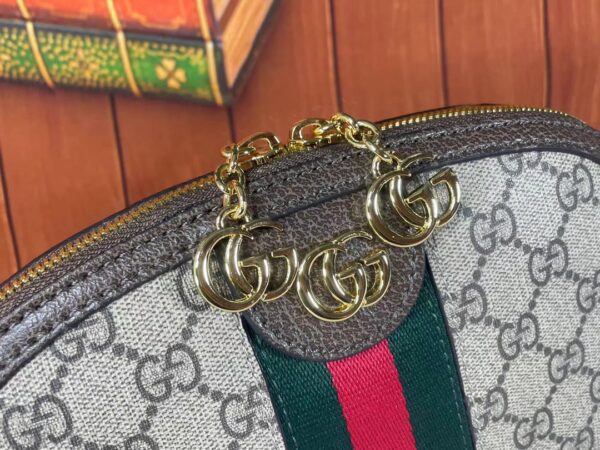 GUCCI OPHIDIA GG SMALL SHOULDER BAG BEIGE WITH BROWN LEATHER 23.5CM 499621 K05NG 8745 - Image 6