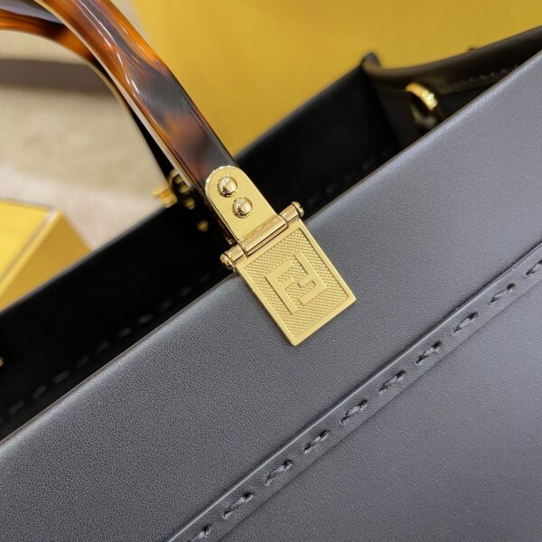 FENDI SUNSHINE MEDIUM BLACK LEATHER SHOPPER 35CM 8BH386ABVLF0KUR - Image 5