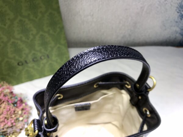 GUCCI LADIES OPHIDIA LEATHER BUCKET BAG IN BLACK 26CM 610846 CWG1G 1060 - Image 4