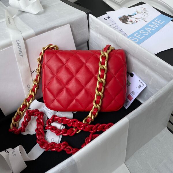 CHANEL MINI FLAP BAG RED AS3205 - Image 7