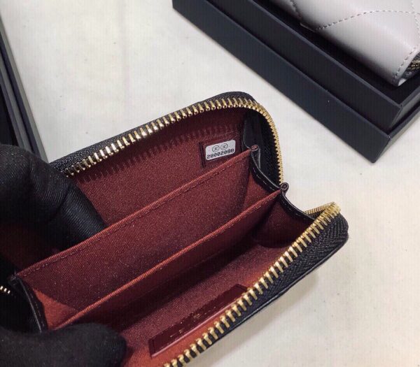 CHANEL 19 CARD HOLDER WITH ZIPPER LEATHER BLACK WALLET - Image 5