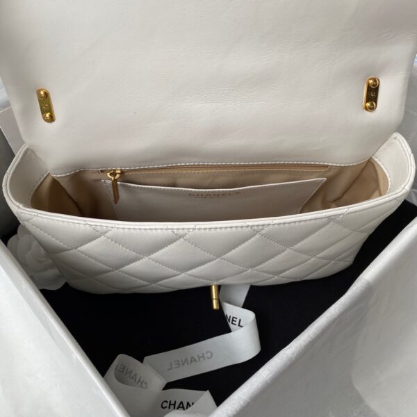 CHANEL LARGE FLAP BAG WHITE 27CM AS3215 - Image 6