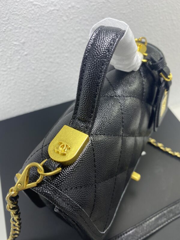 CHANEL SMALL TOP HANDLE FLAP BAG BLACK AS3652 B09173 94305 - Image 6