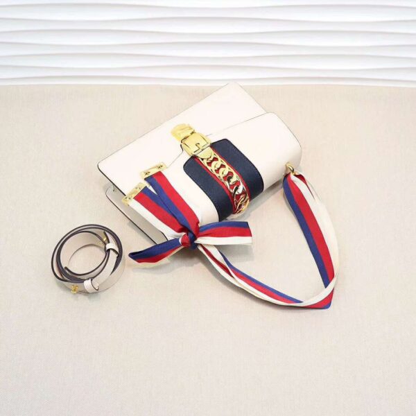 GUCCI SYLVIE LEATHER MINI CHAIN BAG WHITE 25.5CM - Image 5