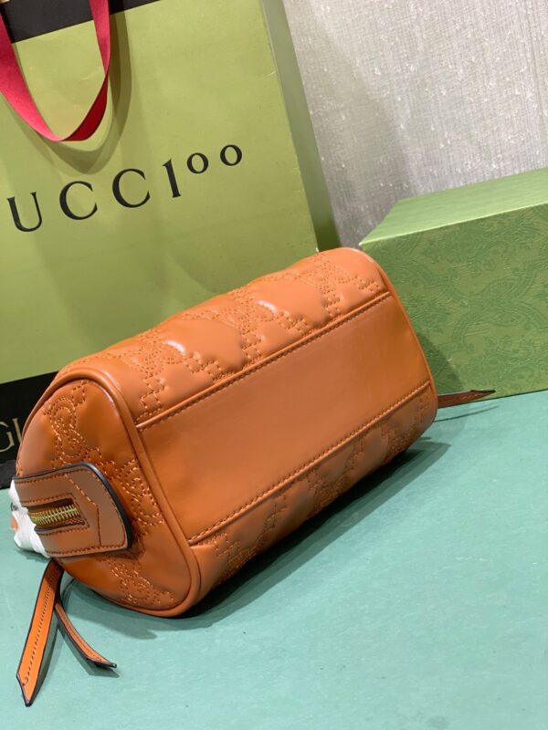 GUCCI GG MATELASSÉ LEATHER MINI BAG LIGHT BROWN 19CM 702251 UM8HG 2595 - Image 5