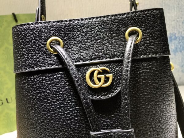 GUCCI LADIES OPHIDIA LEATHER BUCKET BAG IN BLACK 26CM 610846 CWG1G 1060 - Image 3