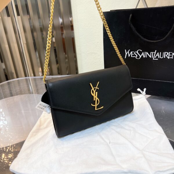 SAINT LAURENT UPTOWN CHAIN WALLET IN GRAIN DE POUDRE EMBOSSED BLACK 19CM 6077881GF0J1000 - Image 5