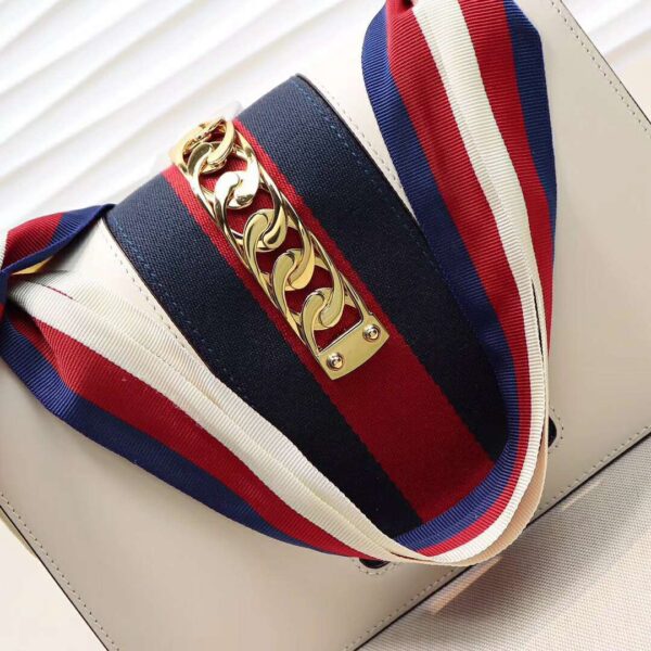 GUCCI SYLVIE LEATHER MINI CHAIN BAG WHITE 25.5CM - Image 4