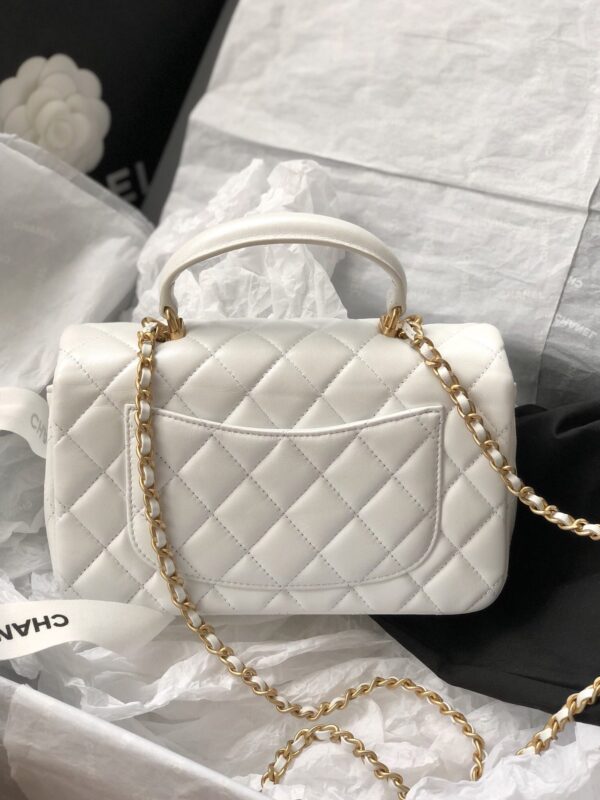 CHANEL MINI FLAP BAG WITH TOP HANDLE 20CM WHITE AS2431 - Image 8