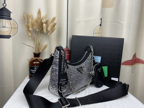 PRADA RE-EDITION 2005 SATIN BAG WITH CRYSTALS 1BH2042AWLF0T7OVV9L - Image 6