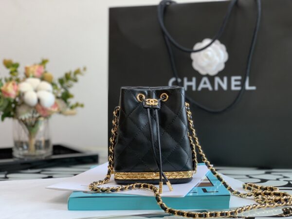 CHANEL SMALL BUCKET WITH CHAIN BLACK NECKLACE AP2750 - Image 7