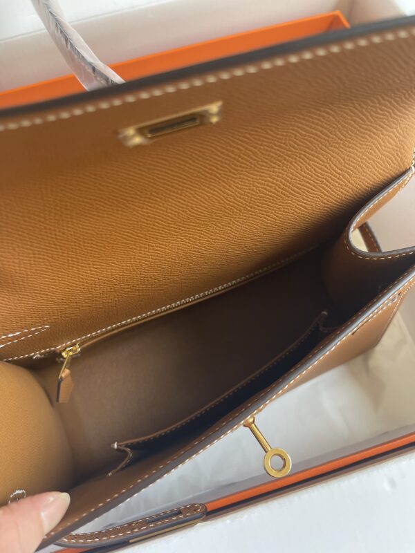 HERMES KELLY SELLIER EN DESORDRE EPSOM GOLD-TONED HARDWARE BROWN 25CM - Image 2