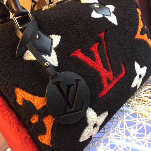 LOUIS VUITTON MONOGRAM TEDDY SPEEDY BANDOULIERE BLACK 30CM - Image 4
