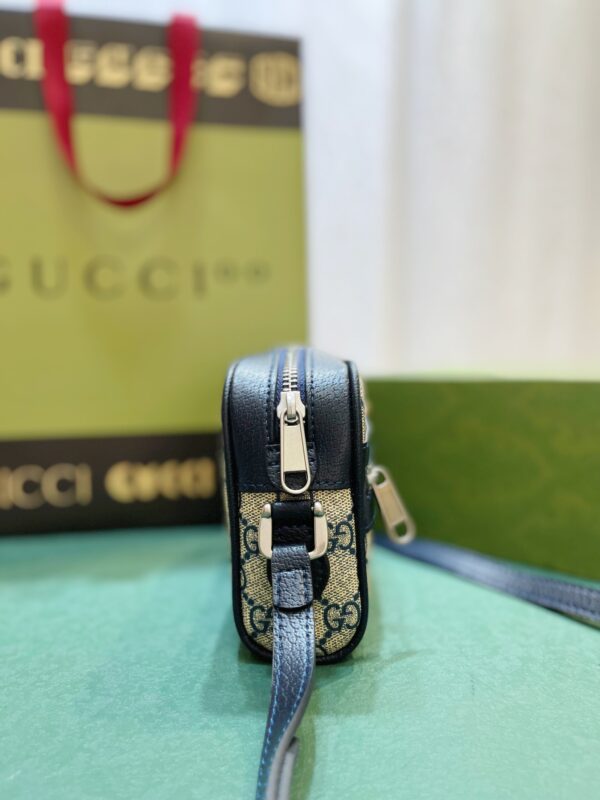 GUCCI OPHIDIA GG MINI BAG BEIGE AND BLUE 17.5CM 517350 96IWN 4076 - Image 5