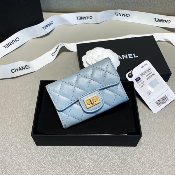 CHANEL 2.55 FLAP CARD HOLDER LIGHT BLUE WALLET - Image 2