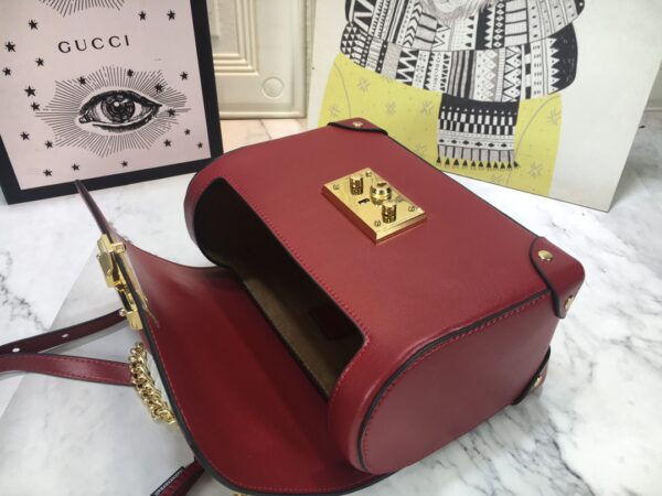 GUCCI WOMEN'S RED PADLOCK SMALL BAMBOO SHOULDER BAG 24CM - Image 3