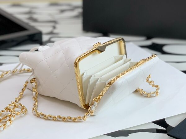 CHANEL SMALL BUCKET WITH CHAIN WHITE NECKLACE AP2750 - Image 2