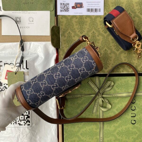 GUCCI HORSEBIT 1955 MINI BAG DARK BLUE AND IVORY ECO 658574 2KQPG 8391 - Image 2