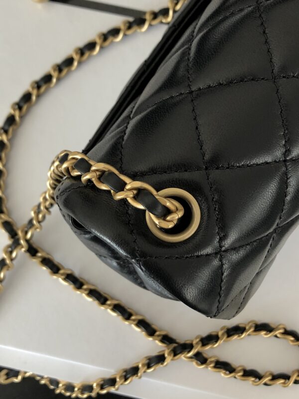CHANEL FLAP GOLD TONE BLACK 17CM - Image 7