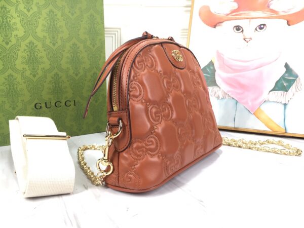 GUCCI GG MATELASSÉ LEATHER SMALL BAG LIGHT BROWN 23CM 702229 UM8HG 2595 - Image 5