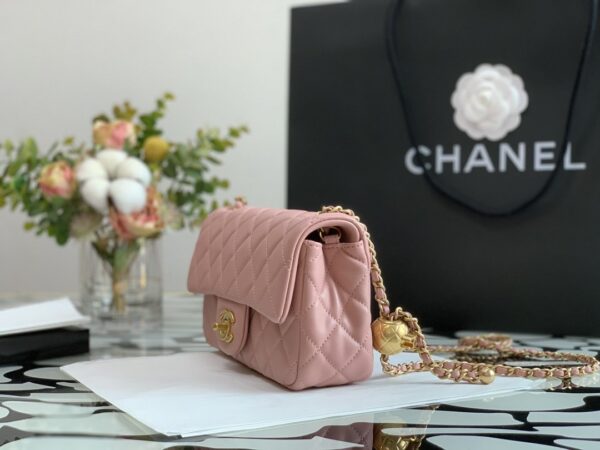 CHANEL QUILTED MINI CC RECTANGULAR FLAP BAG 20CM PINK - Image 4