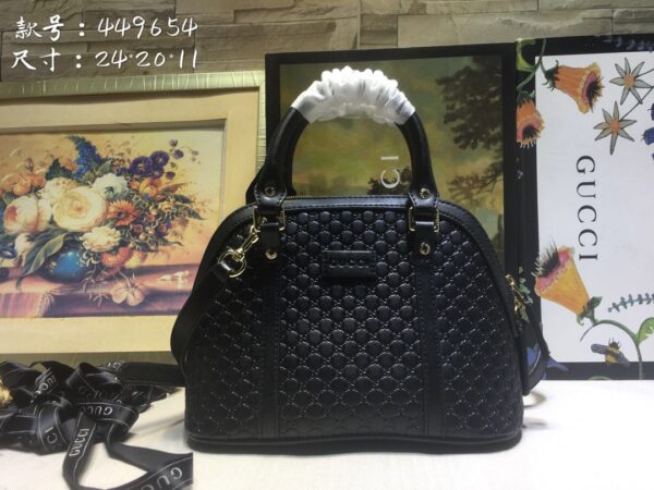 GUCCI GG DOME SATCHEL SHOULDER BAG BLACK 24CM 449654 BMJ1G 1000 - Image 3