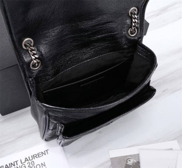 SAINT LAURENT NIKI BABY CHAIN BAG IN CRINKLED VINTAGE BLACK NOIR 21CM 6331600EN041000 - Image 2