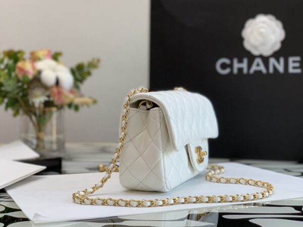 CHANEL QUILTED MINI CC RECTANGULAR FLAP BAG 20CM WHITE - Image 5
