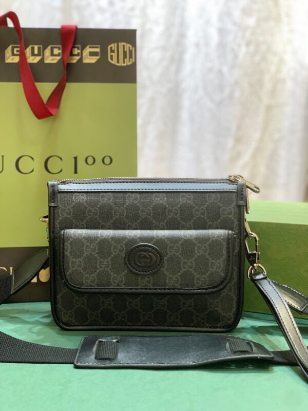 GUCCI MESSENGER BAG WITH INTERLOCKING G BLACK 21CM 674164 92THN 1000 - Image 2