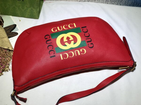 GUCCI RED PRINT HALF-MOON HOBO BAG 47.5CM - Image 5