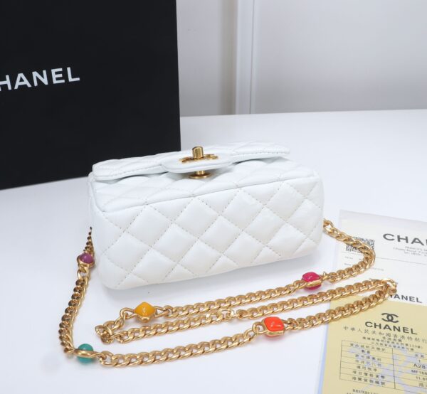 CHANEL MINI FLAP BAG WHITE 17CM - Image 3