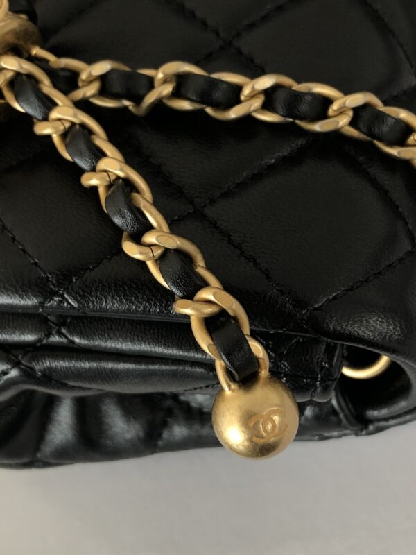 CHANEL FLAP GOLD TONE BLACK 17CM - Image 6