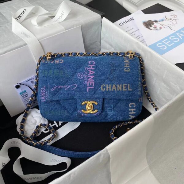 CHANEL SMALL FLAP BAG BLUE & MULTICOLOR AS3134 - Image 2