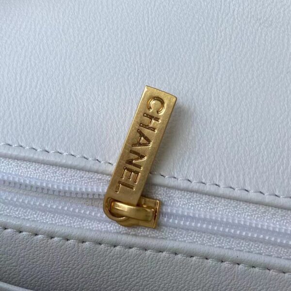 CHANEL MINI FLAP BAG WITH TOP HANDLE WHITE AS2431 - Image 8