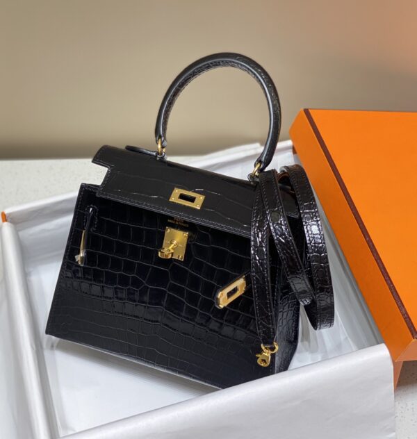 HERMES MINI KELLY K20 GOLD-TONED HARDWARE BLACK 20CM - Image 8