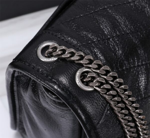 SAINT LAURENT NIKI BABY CHAIN BAG IN CRINKLED VINTAGE BLACK NOIR 21CM 6331600EN041000 - Image 7