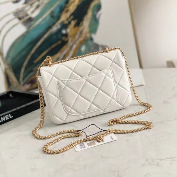 CHANEL MINI FLAP BAG WHITE AS3113 - Image 9