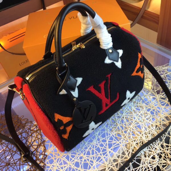 LOUIS VUITTON MONOGRAM TEDDY SPEEDY BANDOULIERE BLACK 30CM - Image 3