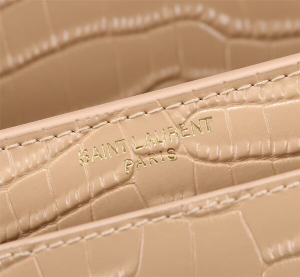 SAINT LAURENT SUNSET MEDIUM CHAIN BAG IN CROCODILE EMBOSSED SHINY APRICOT 22CM 442906DND0N9207 - Image 6