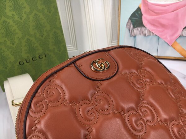 GUCCI GG MATELASSÉ LEATHER SMALL BAG LIGHT BROWN 23CM 702229 UM8HG 2595 - Image 4